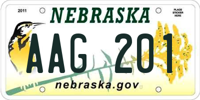 NE license plate AAG201