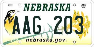 NE license plate AAG203