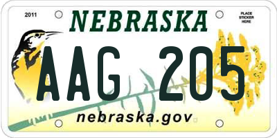 NE license plate AAG205