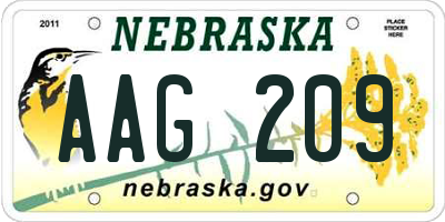 NE license plate AAG209