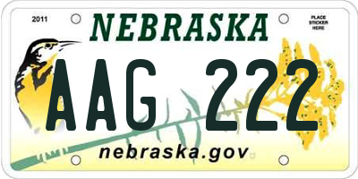 NE license plate AAG222