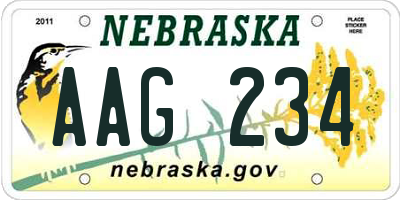 NE license plate AAG234