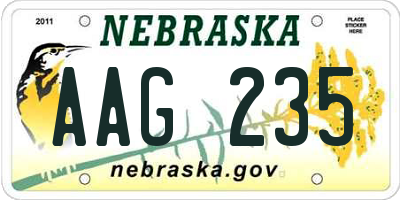 NE license plate AAG235