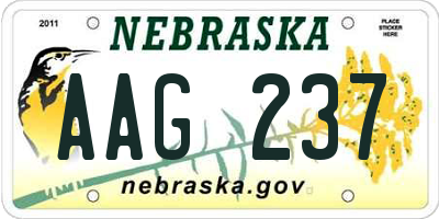 NE license plate AAG237