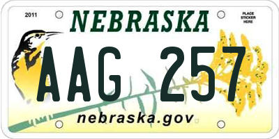 NE license plate AAG257