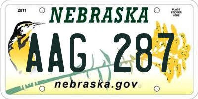 NE license plate AAG287