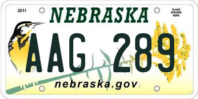 NE license plate AAG289