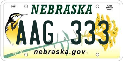 NE license plate AAG333