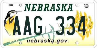 NE license plate AAG334