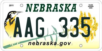 NE license plate AAG335