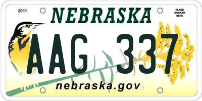 NE license plate AAG337