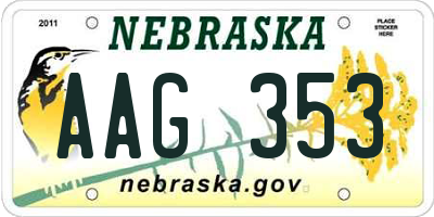 NE license plate AAG353