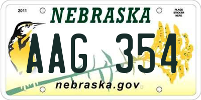 NE license plate AAG354