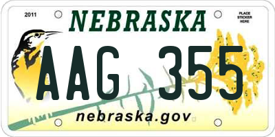 NE license plate AAG355