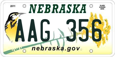 NE license plate AAG356