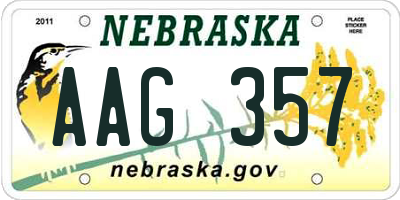 NE license plate AAG357