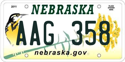 NE license plate AAG358