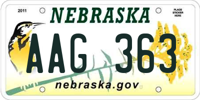 NE license plate AAG363