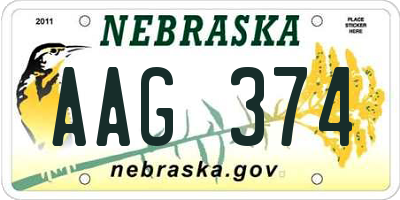 NE license plate AAG374