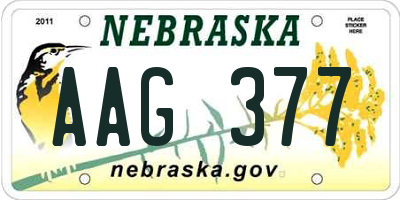 NE license plate AAG377