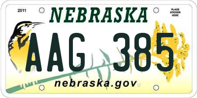 NE license plate AAG385