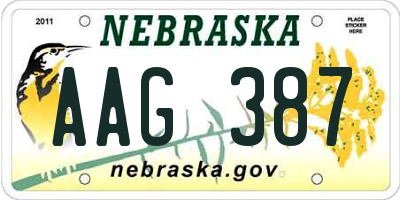 NE license plate AAG387