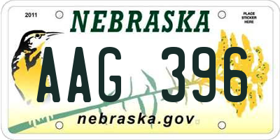 NE license plate AAG396