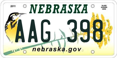 NE license plate AAG398