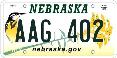 NE license plate AAG402