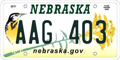 NE license plate AAG403