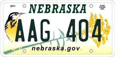 NE license plate AAG404