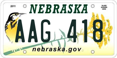 NE license plate AAG418