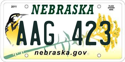 NE license plate AAG423