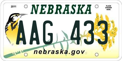 NE license plate AAG433