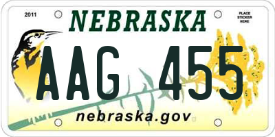 NE license plate AAG455