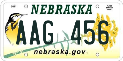 NE license plate AAG456