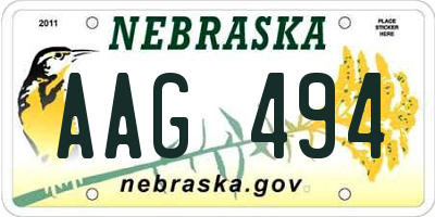 NE license plate AAG494