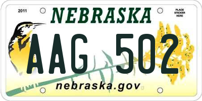 NE license plate AAG502