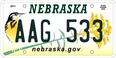 NE license plate AAG533
