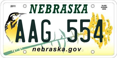 NE license plate AAG554