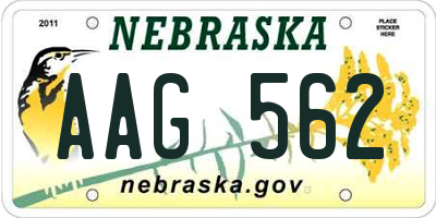 NE license plate AAG562