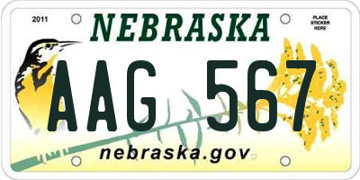 NE license plate AAG567