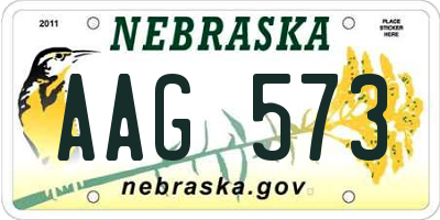 NE license plate AAG573