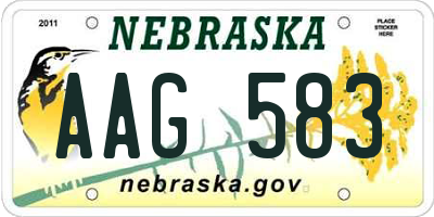 NE license plate AAG583