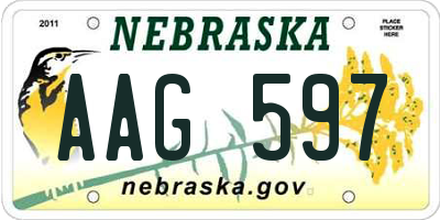 NE license plate AAG597