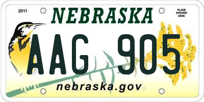 NE license plate AAG905