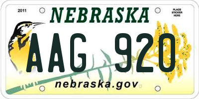 NE license plate AAG920