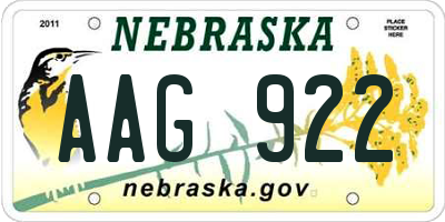 NE license plate AAG922