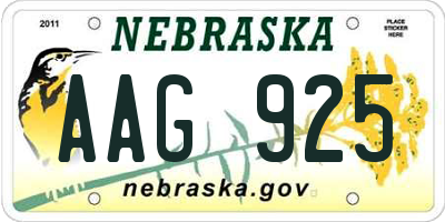 NE license plate AAG925