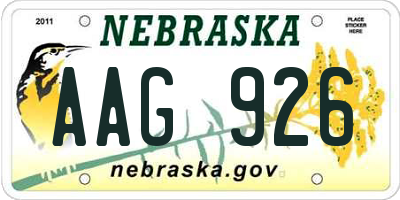 NE license plate AAG926